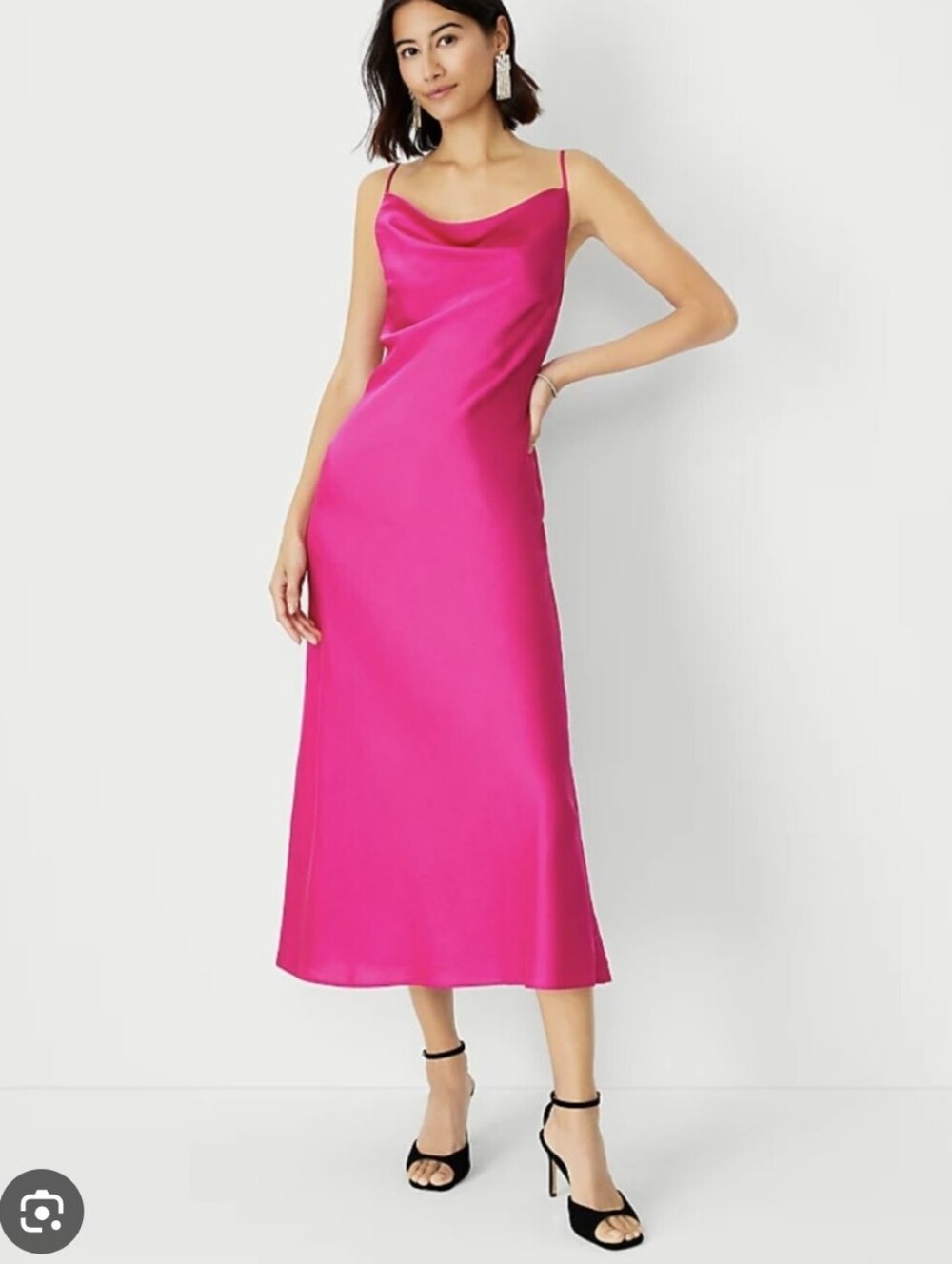 Anthropologie | Dresses | Astr Anthropologie Hot Pink Cowl Neck Midi Slip  Dress | Poshmark